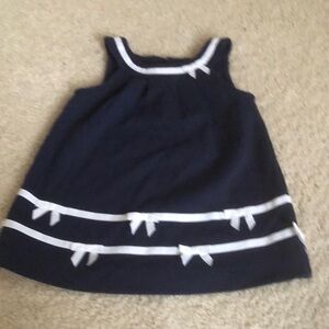 Janie and Jack Blue and White Sleeveless A-Line baby girl Dress with Scoop Neck